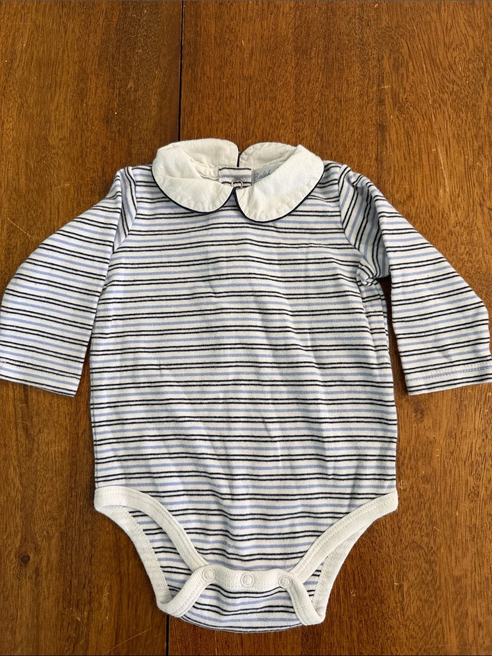 Ralph Lauren Striped Collar Top and White Pants Set w/ Navy Belt Boys 6 months